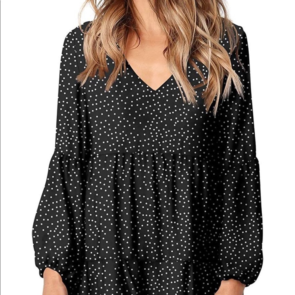 Women Summer Tunic Dress V Neck Casual Loose Flowy Swing Shift Dress NWT Size L